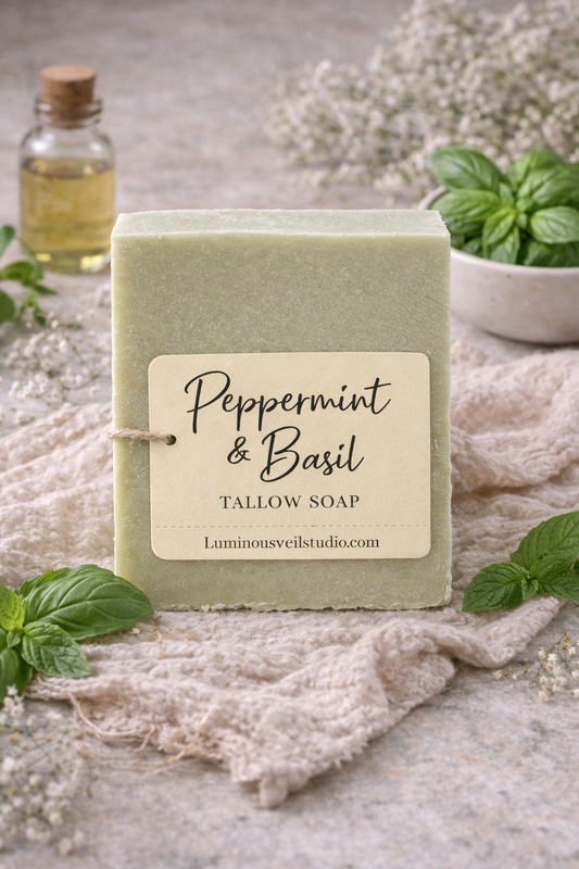 Peppermint & Basil – Tallow Soap Bar