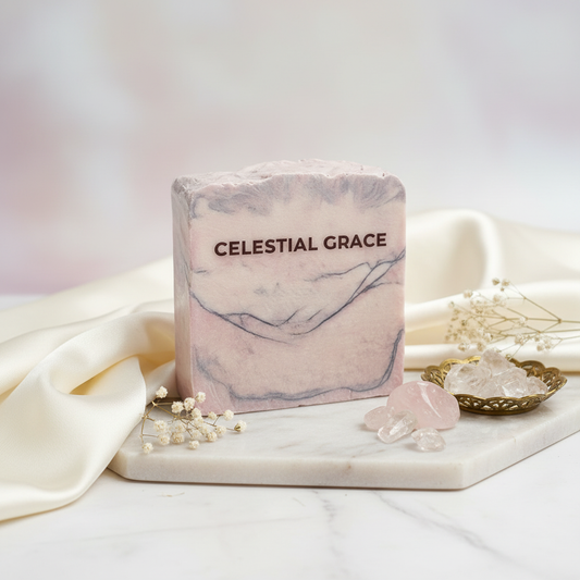 Celestial Grace Cold Process Soap in ethereal, serene setting