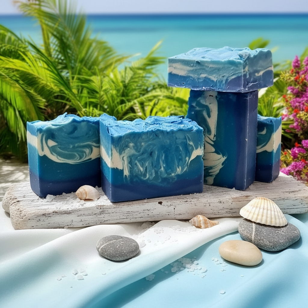 Coastal Waves Cold Process Soap in fresh, coastal setting