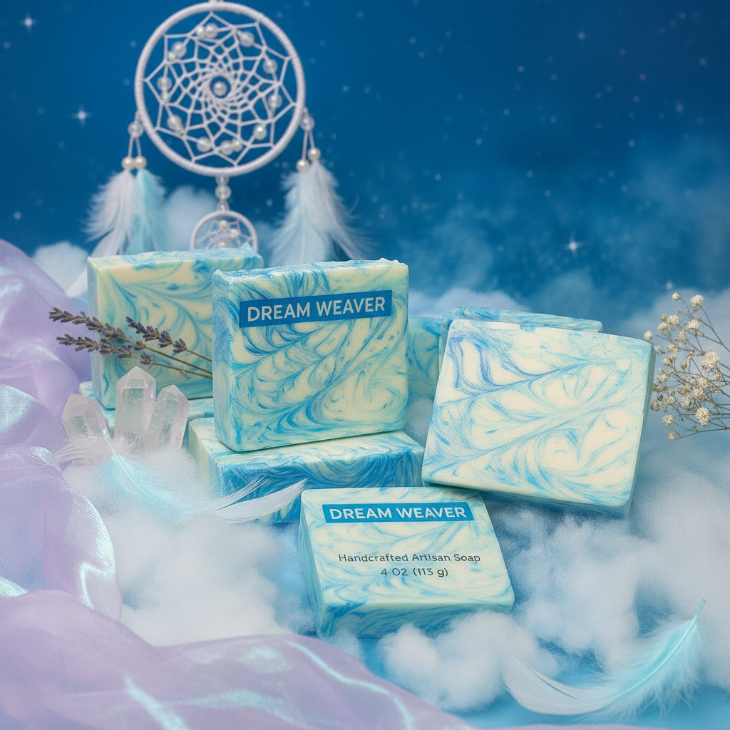 Dream Weaver Cold Process Soap in ethereal, dreamy setting