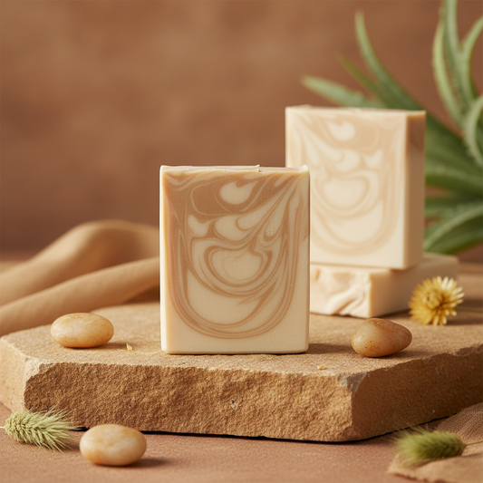 Sandstone Cold Process Soap in warm, earthy setting